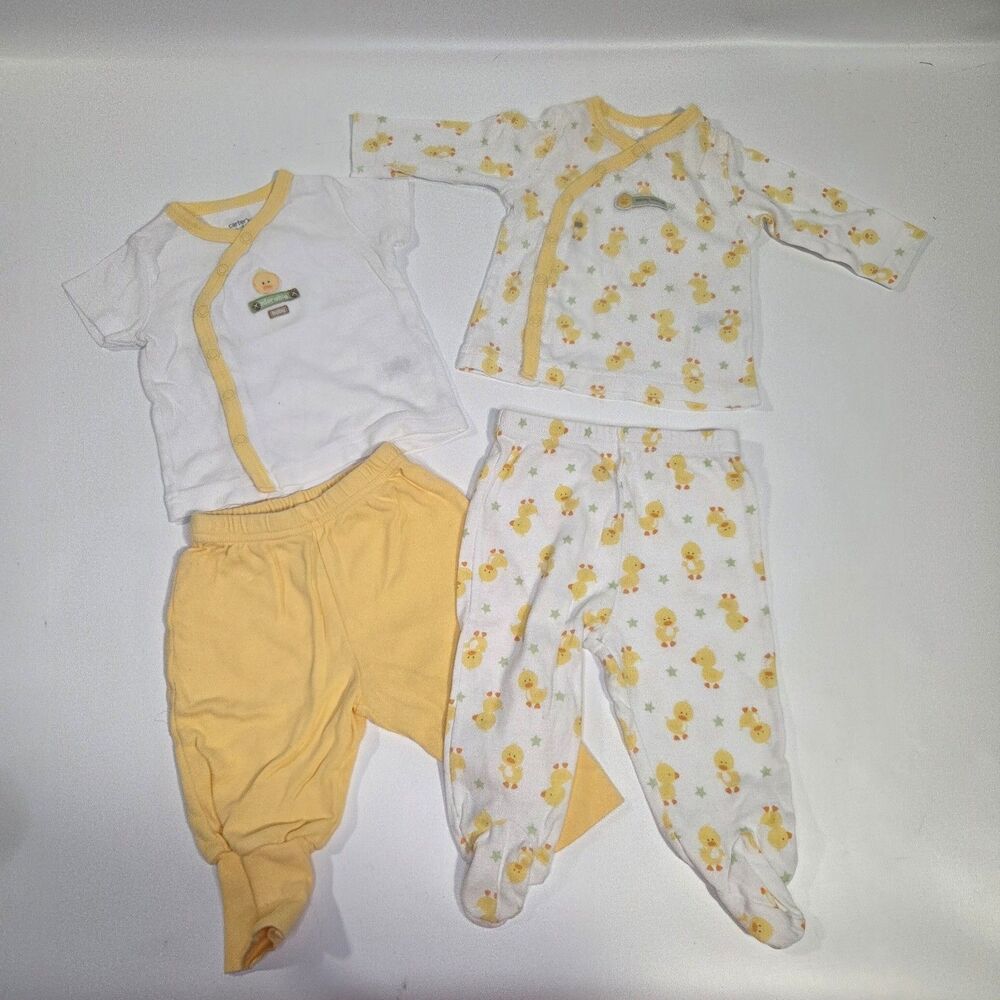 Vintage Carter's Baby Duck Print Pajamas Sets Gender Neutral 3M